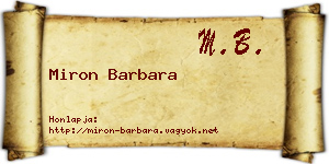 Miron Barbara névjegykártya